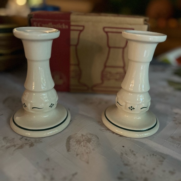 Longaberger 5" Candlesticks Heritage Green - Picture 3 of 6